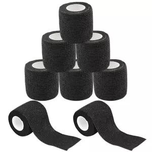 타투 그립 테이프 Yuelong 8Pcs 블랙 응집력 랩 탄력 붕대 롤 머신 튜브 액세서리 스포츠