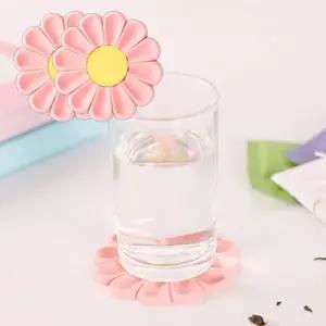 가벼운 방수 컵받침대 데이지 핑크 2P 티코스터 홈카페 브런치 소품