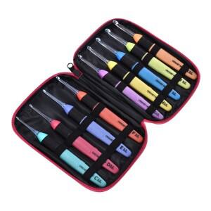 9개/박스 LED 라이트업 코바늘 세트 USB 충전식 케이스 포함 플라스틱 금속  DIY 공예용