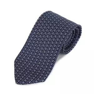 [명품] 페라가모 남성 간치니 프린트 실크 타이 35 1217 NAVY BLUE 778567