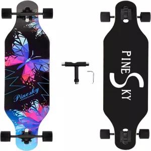 PINESKY 41인치 롱보드 스케이트보드 8 플라이 내추럴 메이플 컴플리트 크루저 크루즈 조각 프리스타일
