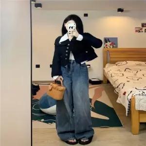 스타일워싱 하이웨스트 데님 스마트핏 와이드 팬츠 빈티지 하이웨스트 키큰여자바지