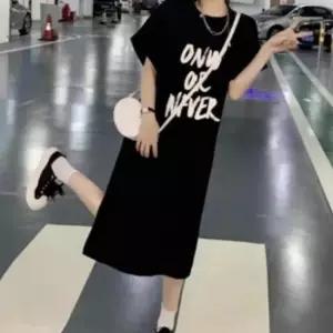 블랙 반팔 원피스 여름 간편룩 롱원피스