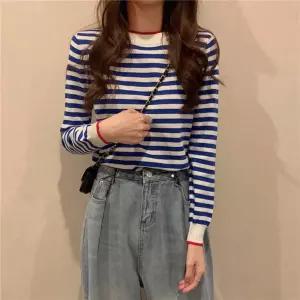 F59624 2컬러 줄무늬 니트긴팔티 간절기 니트티