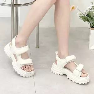 디아슈즈 히쥬 캐주얼 메쉬 찍찍이 스트랩 통굽 키높이 샌들 5cm