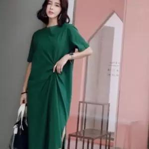 트위스트 반팔 롱 원피스 빅사이즈 캐주얼 편한