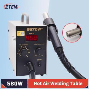 857DW + 850W 조정 가능한 뜨거운 공기 총 납땜 스테이션 히터 수면 기능이있는 나선형 바람 공기 총 SMD