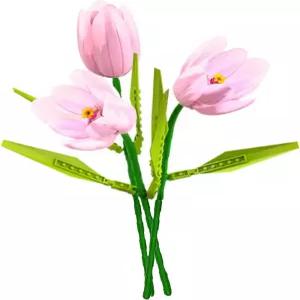 파미레도 튤립 꽃 건축 키트 식물 컬렉션 꽃다발 블록 세트 선물용 인조 미니 벽돌/홈 데코 핑크