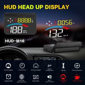 3.8인치 대형 화면 M16 HUD 스마트 자동차 헤드업 디스플레이 GPS 및 BDS 듀얼 모드 칩 개조 일반 액세서리