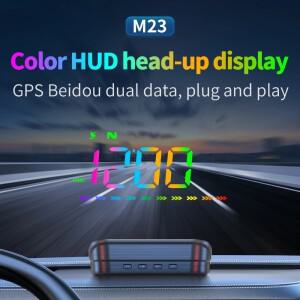 M23 GPS 컬러 HUD 헤드업 디스플레이 윈드실드 프로젝터 자동차 계기판 KMH 속도계 스마트 액세서리 나침반