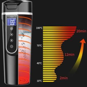 LED 휴대용 자동차 전기 주전자 야외 여행 가열 절연 커피 포트 가정용 스테인레스 스틸 우유 보온병 컵 12