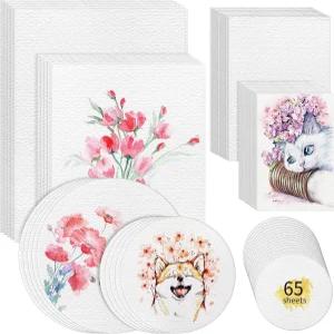 WYKOO 수채화 용지 벌크 7 사이즈 5x7 8 x 9 2 등 대부분의 습식 및 건식 매체를 위한 초보 아티스트 성인