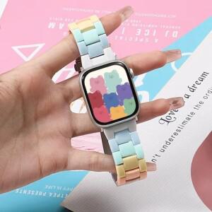 Apple Watch Strap 용 캔디 레인보우 밴드 8 7 6 5 4 3 SE 42MM 38MM 스마트 시계 correa  루프