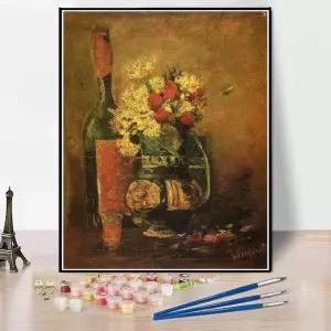 및 용 카네이션과 병 그림이 있는 숫자 키트별 페인트 빈센트 반 고흐의 캔버스 20X30CM에 DIY 페인팅