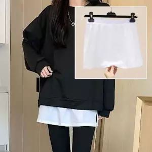 [하프클럽/]레이어드 밴딩 면 페이크 스커트