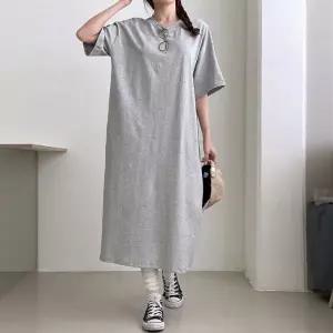 [하프클럽/]빅사이즈 루즈핏 반팔 롱원피스 여름 데일리 체형커버