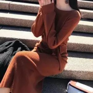 이쁘다요 컬러 벨트 슬림 원피스 롱 소매끝 니트 볼륨