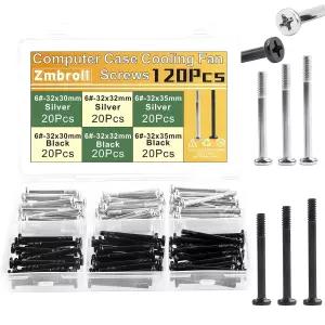 Zmbroll 컴퓨터 냉각 팬 마운트 나사 PC 120Pcs 6-32x30/32/35mm 길이 라디에이터 장착 십자 오목 헤드