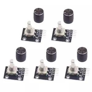 WayinTop 5pcs 360도 로터리 인코더 모듈 KY-040 브릭 센서 개발 보드(아두이노용 푸시 버튼 포함)