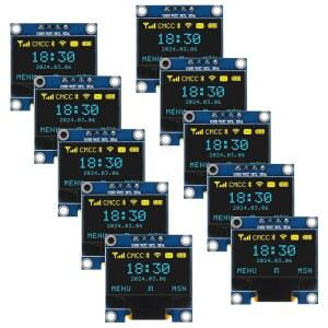 AITRIP 10개 96인치 OLED I2C IIC 디스플레이 모듈 12864 128x64 픽셀 SSD1306 미니 자가 발광 스크린 보드 아두이노 라즈베리 파이 파란색 노란색 호환됨