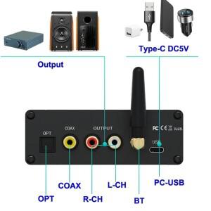APTX-HD LDAC HD 포맷 블루투스 어댑터 USB 사운드 카드 지원, 오디오 애호가 디코더, QCC3084, 4.5 리시