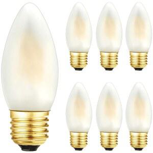 HOMOSUM E26 프로스트드 캔델라브라 LED 전구, 6W, 동급 60W, 2700k 따뜻한 흰색, 디밍 가능한 B11 샹들리에 조명 기구, 천장 선풍기, 샹들리에, 6팩