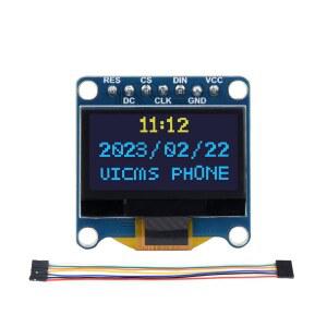 웨이브쉐어 96인치 OLED 모듈 128 64픽셀 디스플레이 I2C SPI 화면 SSD1315 드라이버 라즈베리 파이 아두이노 STM32와 호환되는 옐로우 블루 투컬러