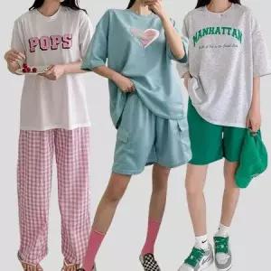 [캣츠원피스][캣츠원피스]빅사이즈 오버핏 반팔 반바지 츄리닝set