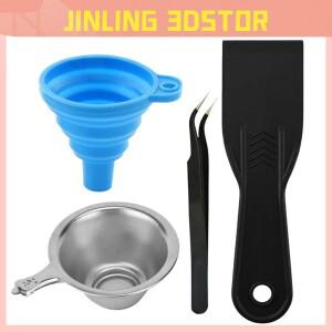3D 프린터 부품 실리콘 깔때기 + 금속 UV 수지 필터 컵 핀셋 SLA 광자 DLP 용 특수 도구 삽