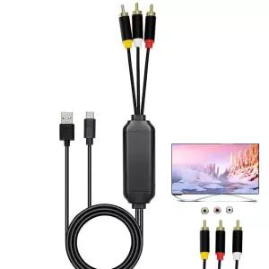 ECDREAM USB C to RCA 케이블 어댑터 A(충전)를 사용한 6피트 타입C 유선 화면 미러링 남성부터 TV 모니터
