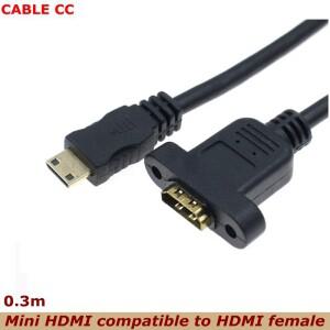 0.3M 미니 소형 HDMI 호환 남성-HDMI 여성 연장 커넥터 나사 잠금 패널 마운트 HD AV 카메라 케이블