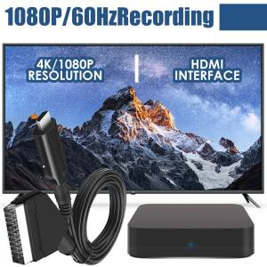 Powice Scart-HDMI 어댑터 변환기 Scart 입력 케이블 및 HDTV STB VHS xbox호환 플스호환 용 HDMI 출력 포