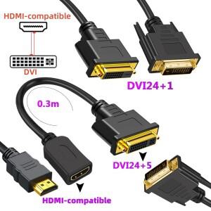 1080P HDMI 호환 DVI 어댑터 플스호환 PC 그래픽 카드 모니터용 케이블에 양방향 24+1/24+5 핀