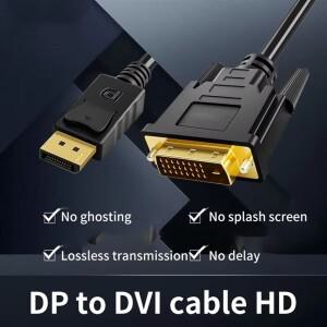 DisplayPort DP to DVI 24+1 어댑터 연결 케이블 변환 라in 1.8M FHD 1920x1080P 데스크탑 노트북 PC TV 모