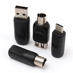 USB to 플스호환 컨버터 남성/여성 타입 C 남성 여성 변환 커넥터 키보드 마우스 원형 홀 6핀 어댑터