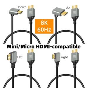 8K 90도 미니 소형 HDMI 호환  노트북 카메라 캠코더 모니터용 어댑터 케이블에 마이크로
