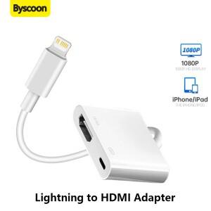 라이트닝 to HDMI 디지털 AV 어댑터 1080P HD 비디오 동기화 스크린 연결 케이블 충전 포트 포함 아이폰호