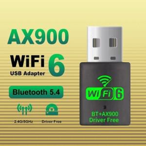 와이파이 6 미니 소형 USB 동글 네트워크 카드 BT 5.4 수신기 AX900 윈도우 10/11 PC 듀얼 밴드 2.4G/5Ghz