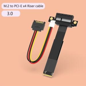 M2 TO PCIE 라이저 x4 PCI-E3.0 4x to NVMe M 키 2280 카드 Gen3.0 케이블 키-M PCI-Express 연장 32G/bps