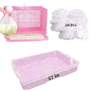 BNOSDM 50 PCS 일회용 토끼 케이지 라이너 플라스틱 기니 돼지 침구 햄스터 깔때기 팬백 친칠라 페럿 고슴도치 작은 동물을 위한 범용 화장실 필름 (47