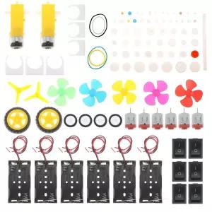 60PCS 플라스틱 기어 TT 모터 2AA 배터리 홀더 보트 로커 스위치 샤프트 프로펠러 DIY 과학 프로젝트용