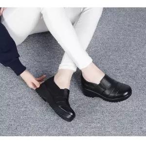 여성 가죽 단화 편한신발 5cm 슬립온 통굽신발 캐주얼단화 직장인 검정슬립온 가죽신발