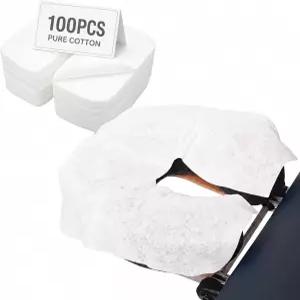 푸베우아 100PCS 일회용 얼굴 거치대 커버 부드럽고 무거운 극세사 마사지 의자 테이블용 울트라 소프트
