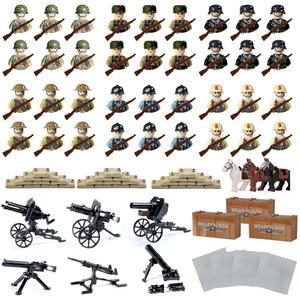 UGOLOE 190 PCS 2차 세계대전 육군 남성 피규어 세트 | 제2차 군인 팩 무기와 기본 판으로 구성된 제1차 건물