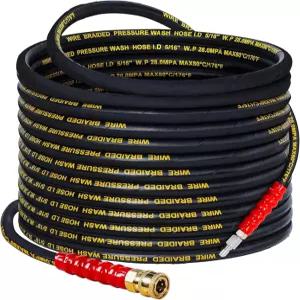 LIULO TOOL 50피트 압력 세척 호스 3/8인치 퀵 커넥트 4000PSI 킨크 저항성 고장력 와이어 파워