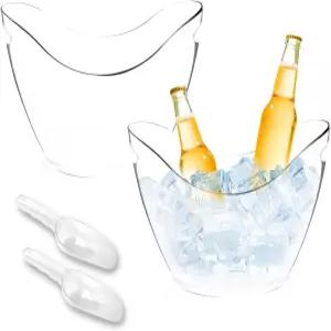 WELCOR 4L 투명 플라스틱 샴페인 스 버킷 음료 냉각기 욕조 세트 - 파티 미모사 바 맥주 와인 및 칵테일(4L