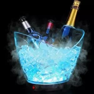Umigy 1개 LED 스 버킷 2L 투명 플라스틱 맥주 라이트 RGB 색상 변경 쿨러 용기 파티용 Ktv 클럽 스탠드