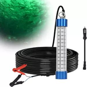 야나소 4000LM 그린 수중 낚시 조명 50W 12V LED 파워 클램프 라이터 50피트 케이블 야간 부두 보트 또는