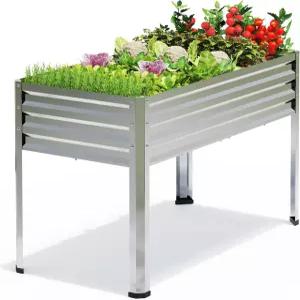 채소 꽃 뒷마당 파티오 발코니를 위한 배수 구멍이 있는 다리 48갤런 48 x24 x32 대형 금속 고가 화분
