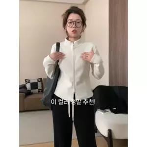 여친 가을 더블 맨투맨 도톰 카디건 하이넥 셔츠 빅사이즈 집업 보온 긴팔 티 이너탑 덕융 BE3